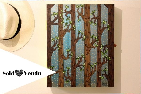 Arboles - Wooden jewelry box and painting